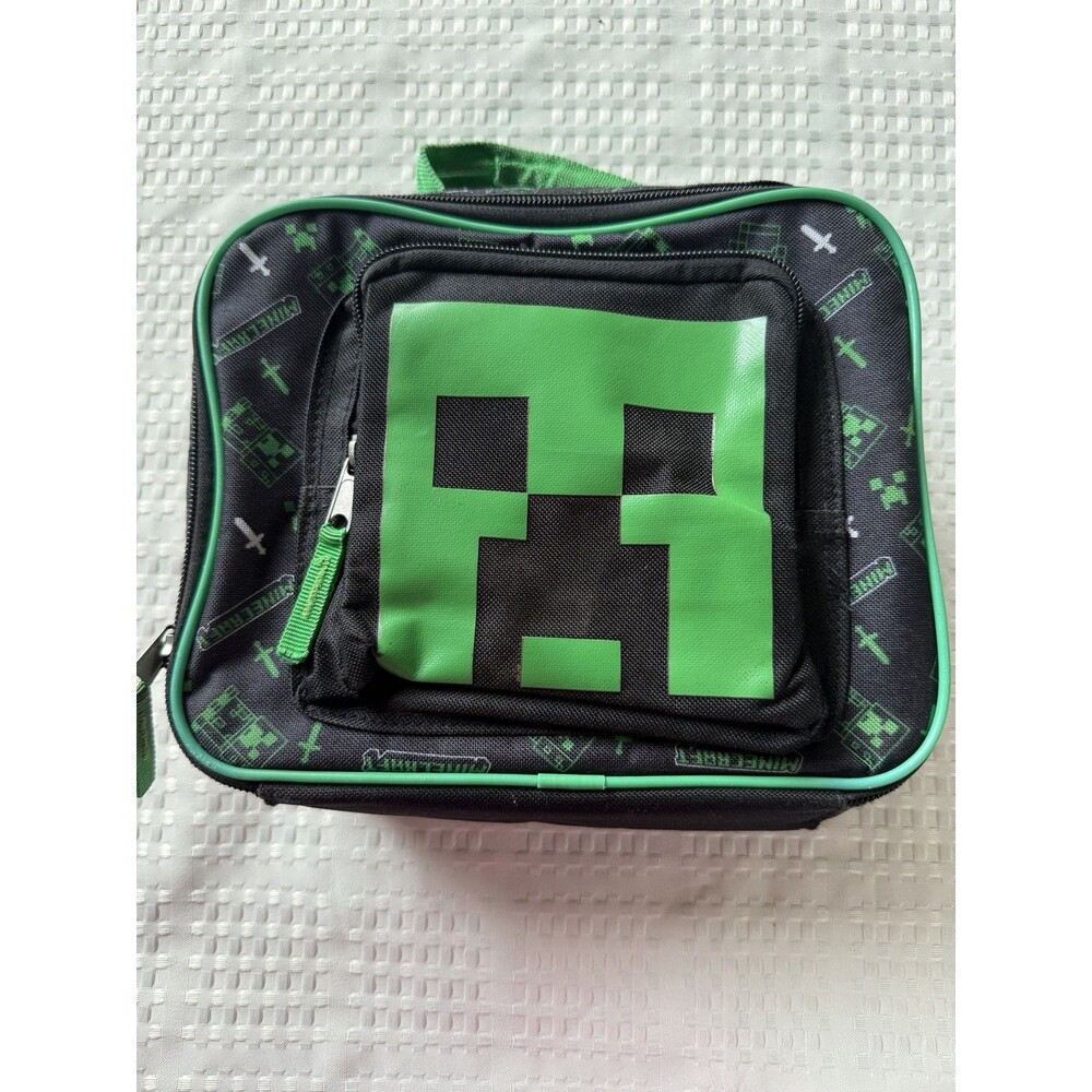 MINECRAFT CUBE CREEPER Lunch Box BPA-Free Insulated Tote Bag - Picture 3 of 4